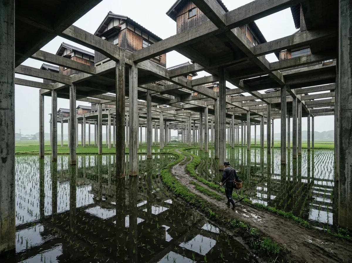 Agricultural City's Lattice Framework: Elevated Living Platforms