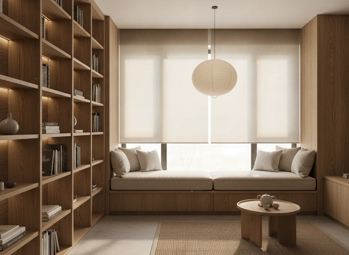 Tranquil Light Corridor Study: Warm Wood and Indirect Lighting