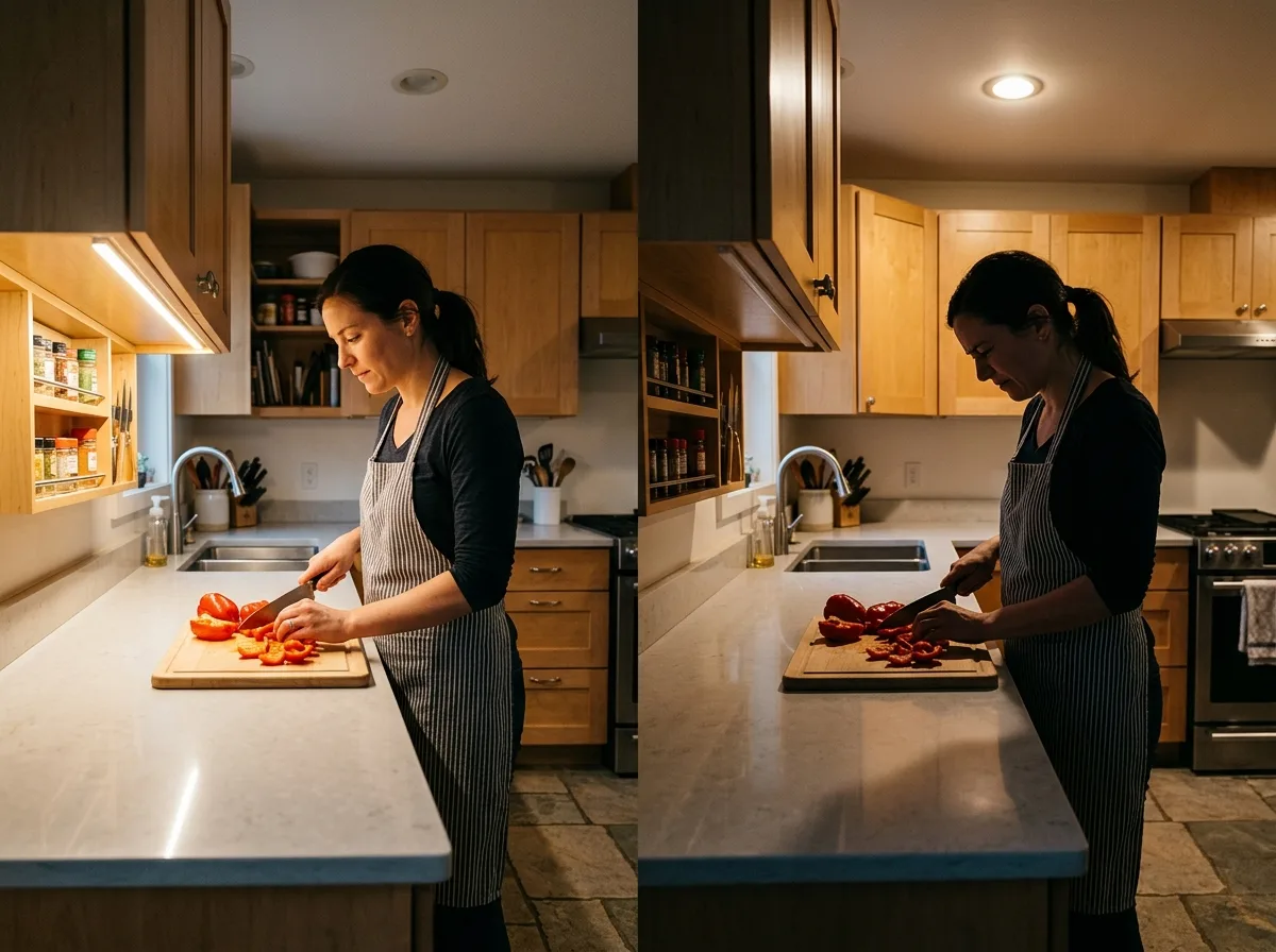 Kitchen countertop light: Your body won't block your own light
