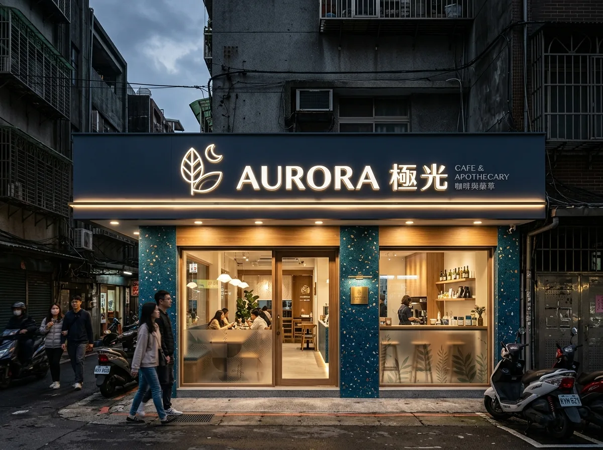 店看板：ファサードの横断幕