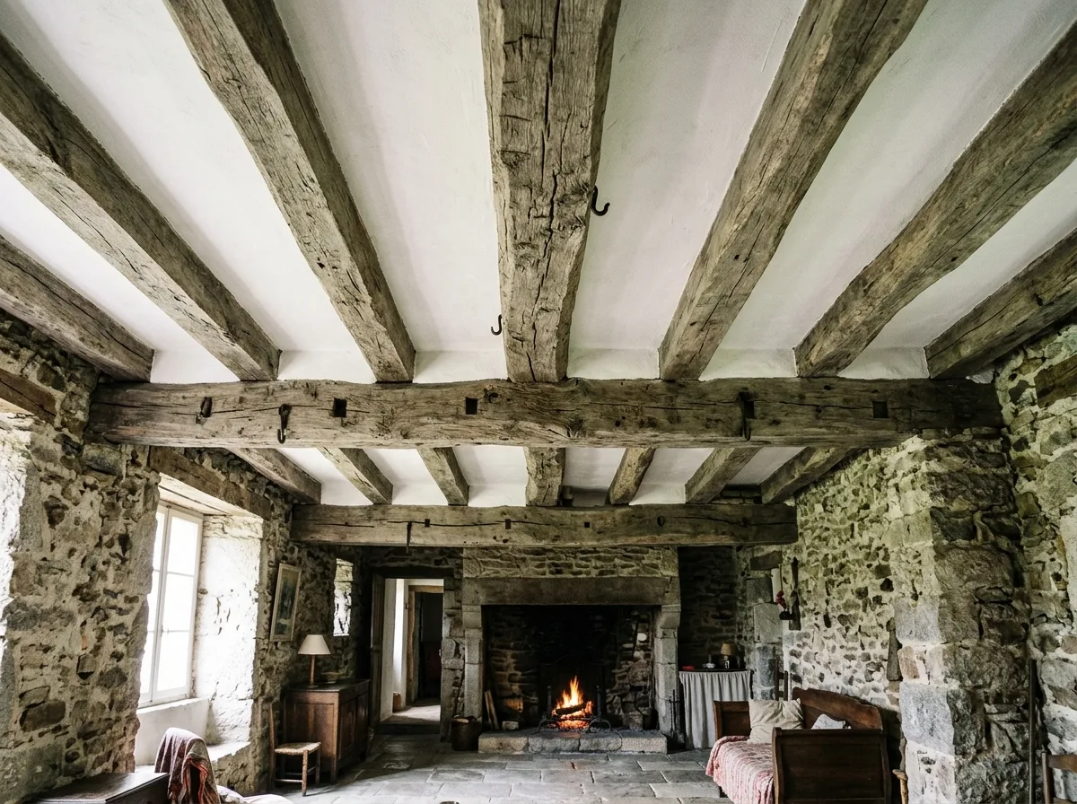 Oak beams: the cross-section is so rough it feels oppressive