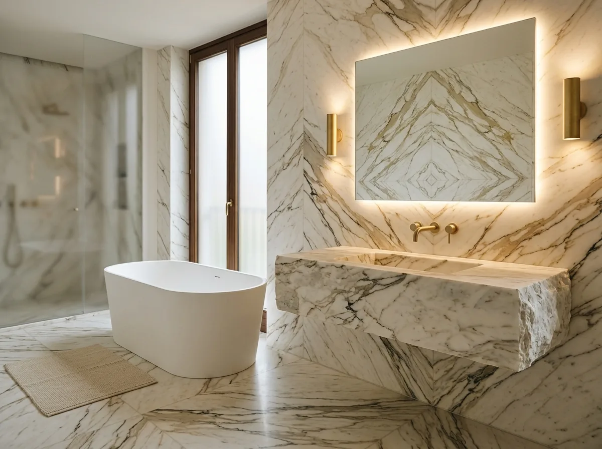 Italian Modernism · Bathroom: Marble Bookmatching