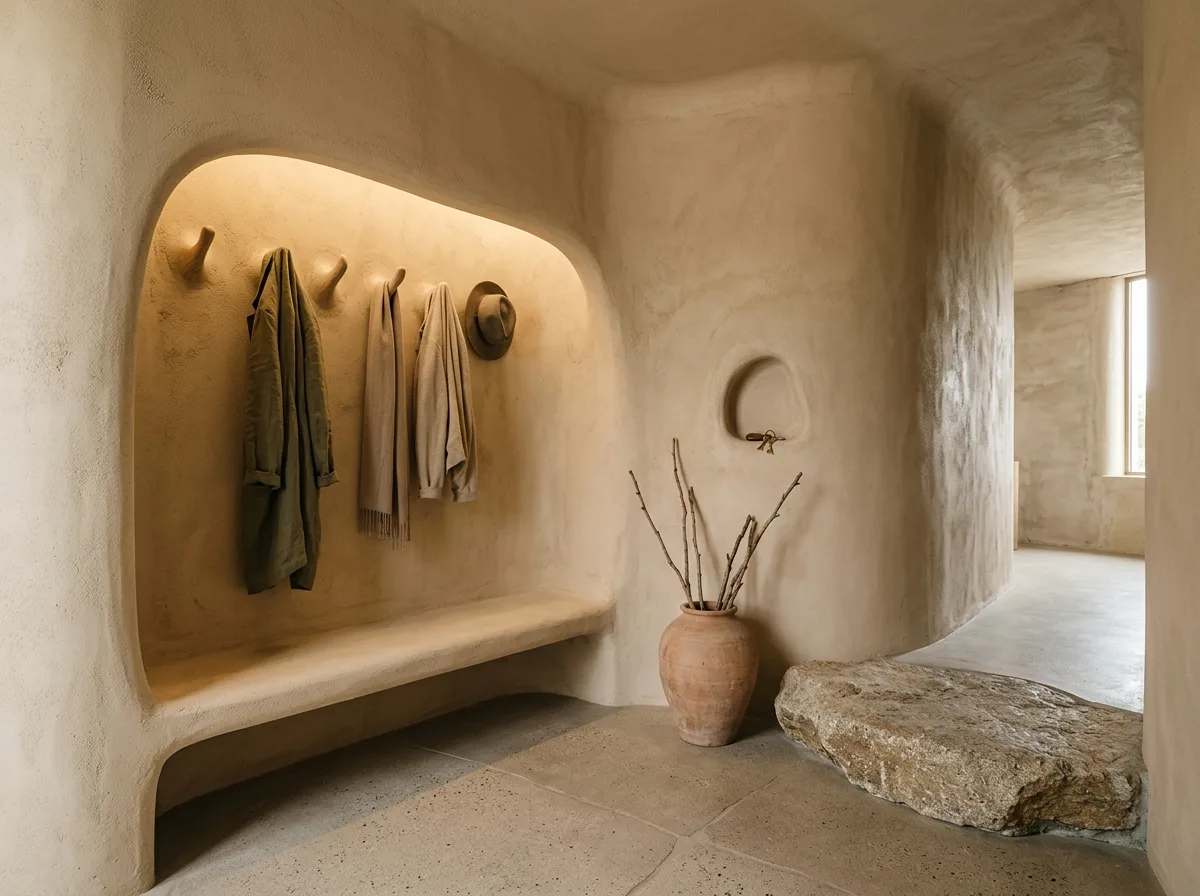 Organic Modern・Entryway: Niche and a Stone
