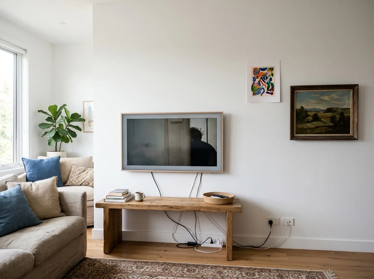 Living Room Without a Main Wall: TV as Just an Appliance