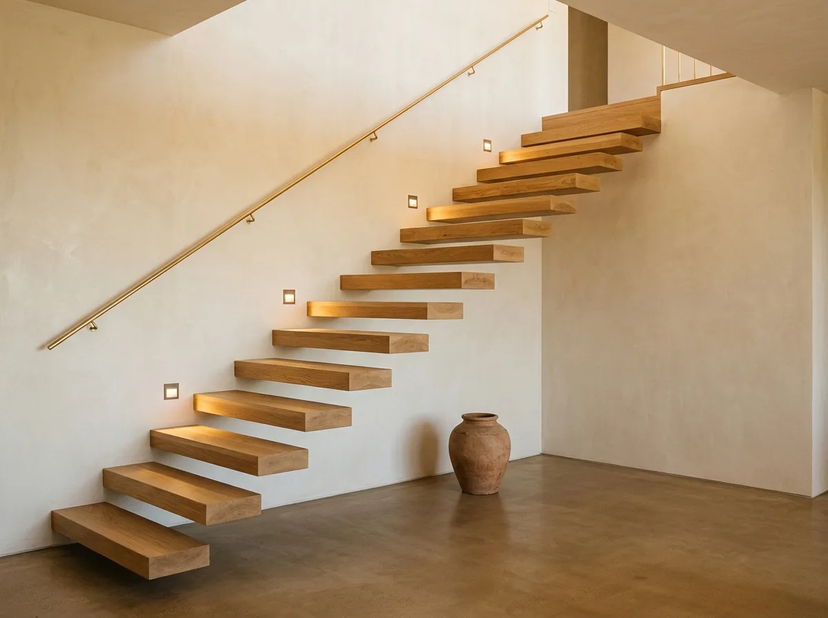 Warm Minimalism・Stairs: Solid Wood Treads and Hidden Seams