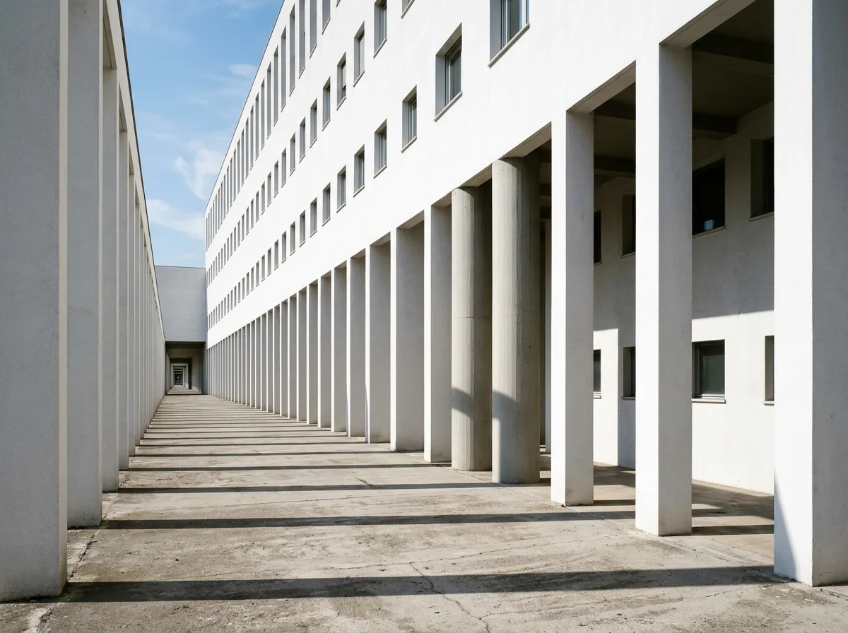 180-Meter White Colonnade: Housing Repeated to Extremes