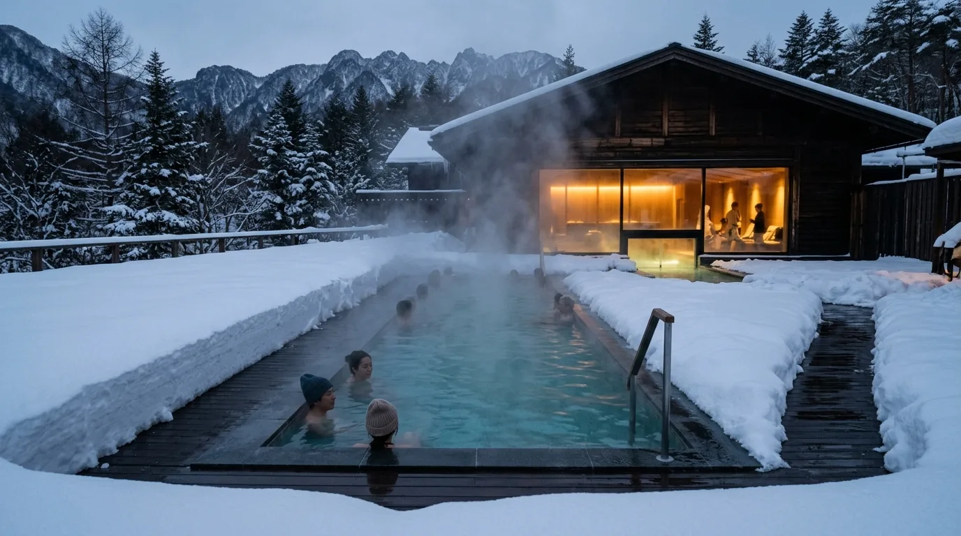 Outdoor Hot Pool at Snow Hotel: Hot Water and Sub-Zero Air