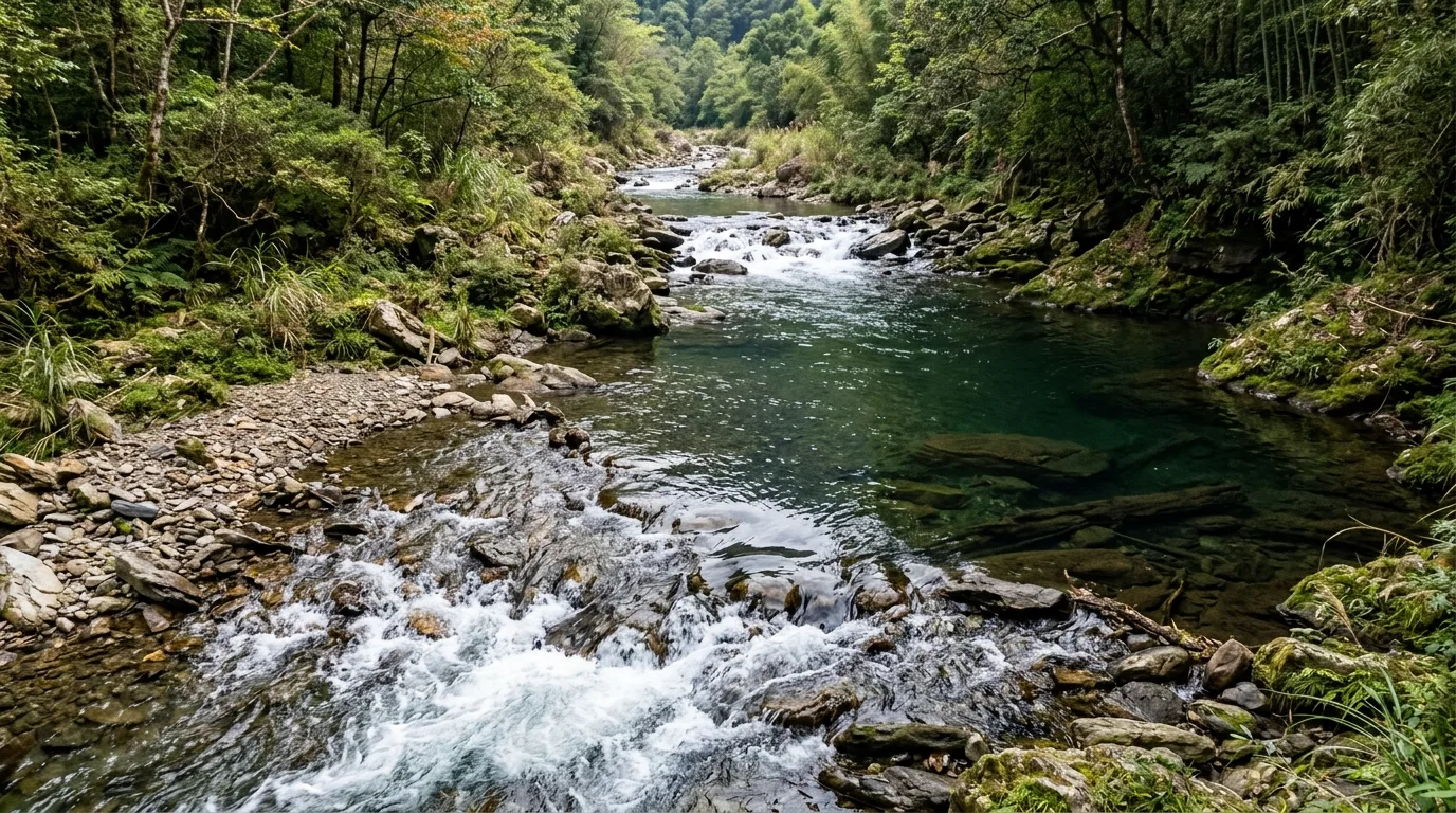 Deep Pools and Shallow Riffles: A Stretch of Water with Two Speeds