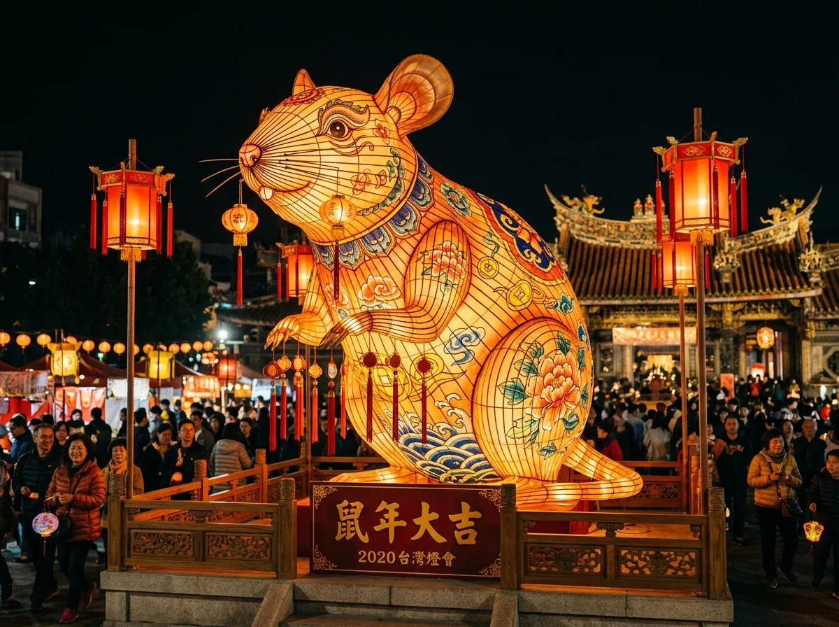 鼠年主灯・传统风:竹编纸糊与彩绘绢布
