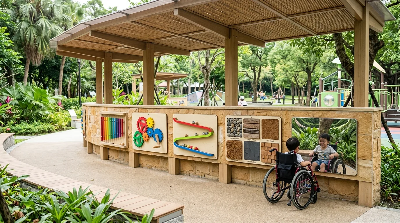 Sensory Play Wall: Interactive Surfaces for Touch, Sound, and Rotation
