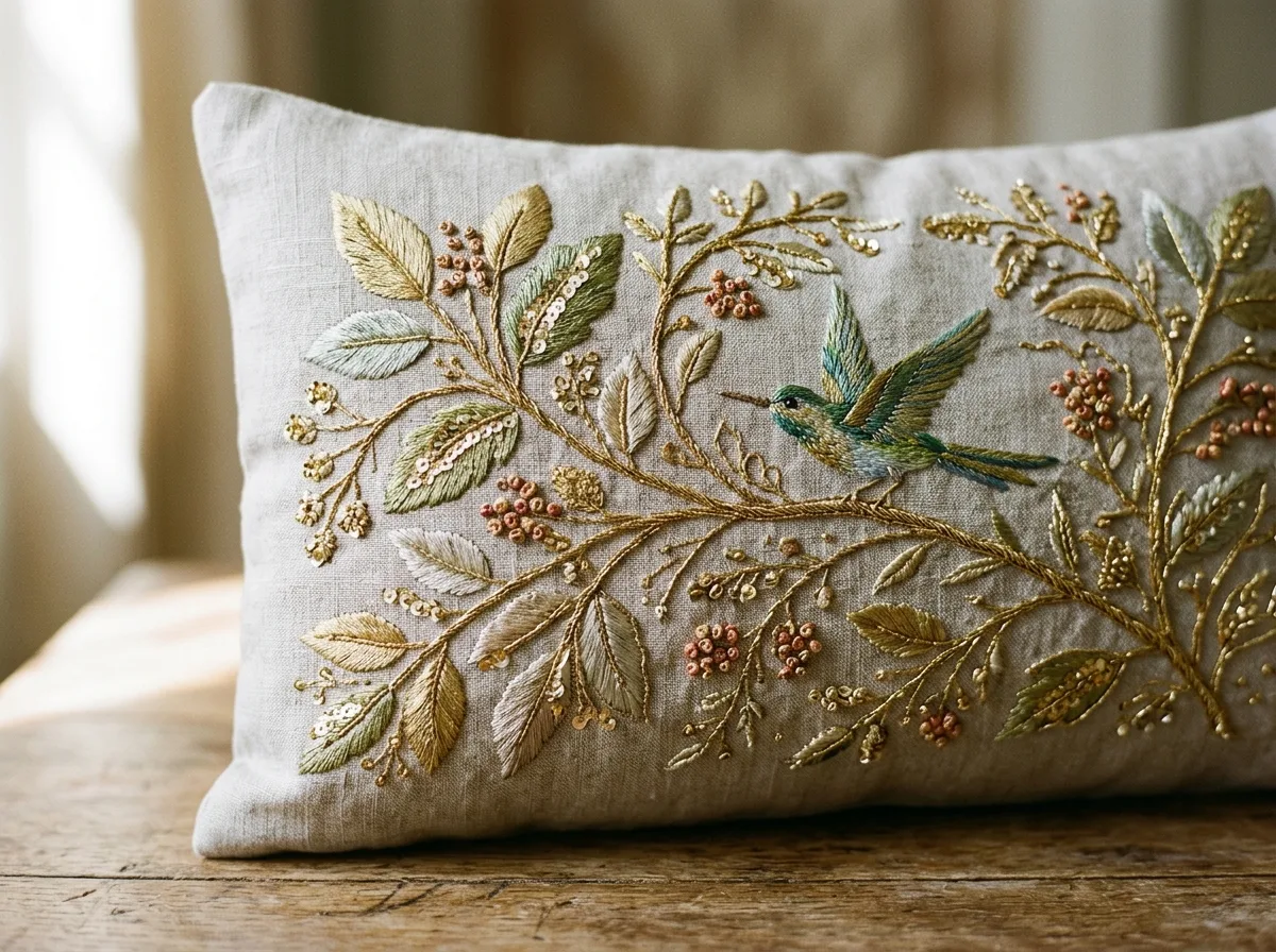Embroidered Cushions: 300 Hours Per Pillow