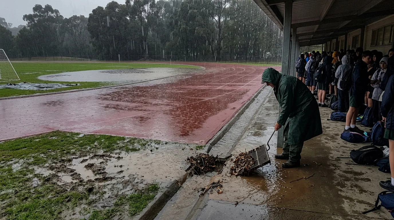 雨天的操场：积水、排水与被迫的动线