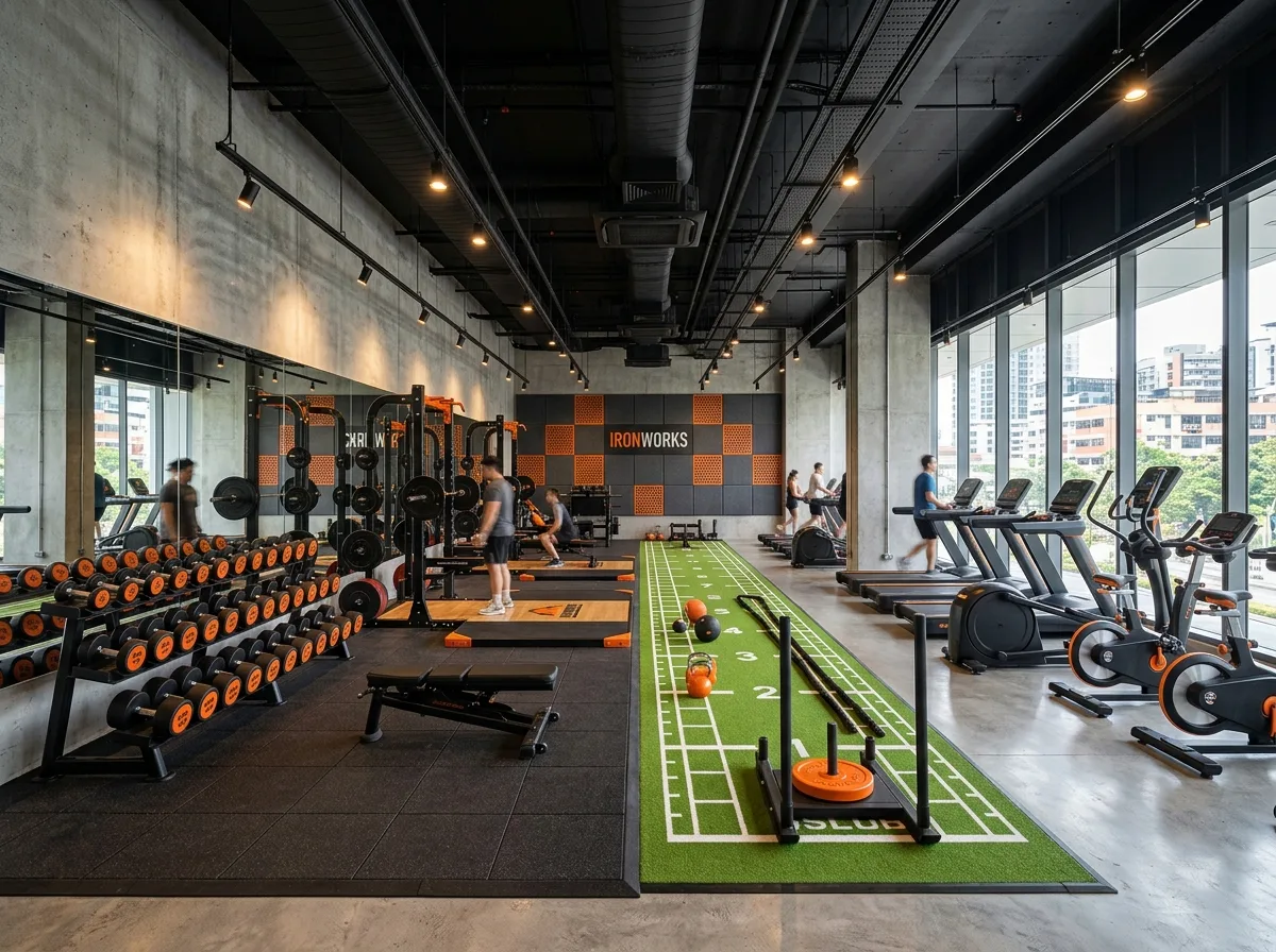 Gymnasium: Equipment Zoning and Mirror Wall Configuration