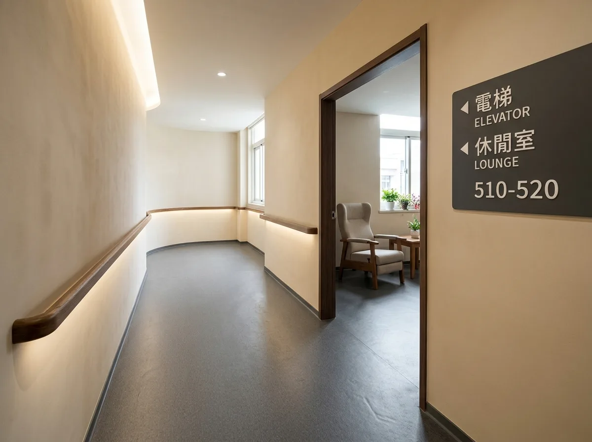 高龄友好：对比、扶手与可辨识的地坪