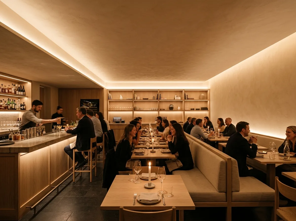 Restaurant Without Luminaires: Light Hidden Within the Structure
