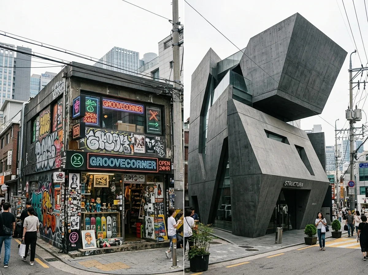 与街头潮流的区别：前卫的是建筑本身