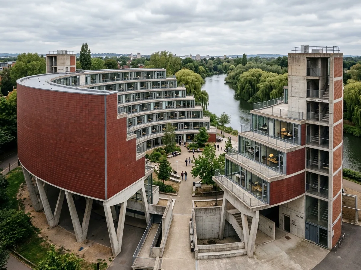 Semi-circular Student Dormitory: Staircase Section Facing the Atrium