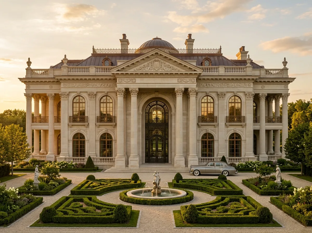 Palatial Colonnades: Monumental Stone Facades and Formal Gardens