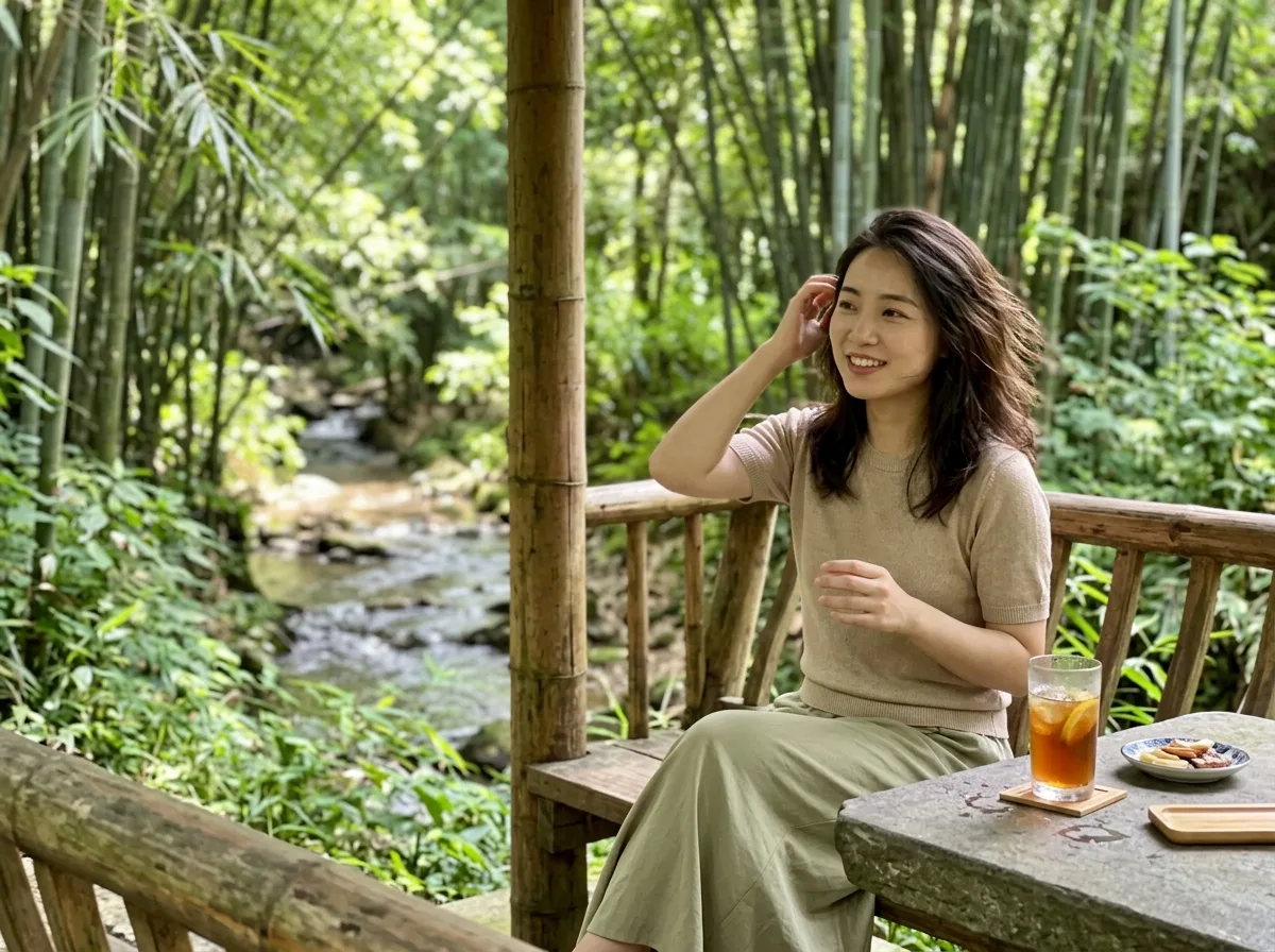 Bamboo Grove Pavilion Iced Tea: Summer Shade Captured on iPhone