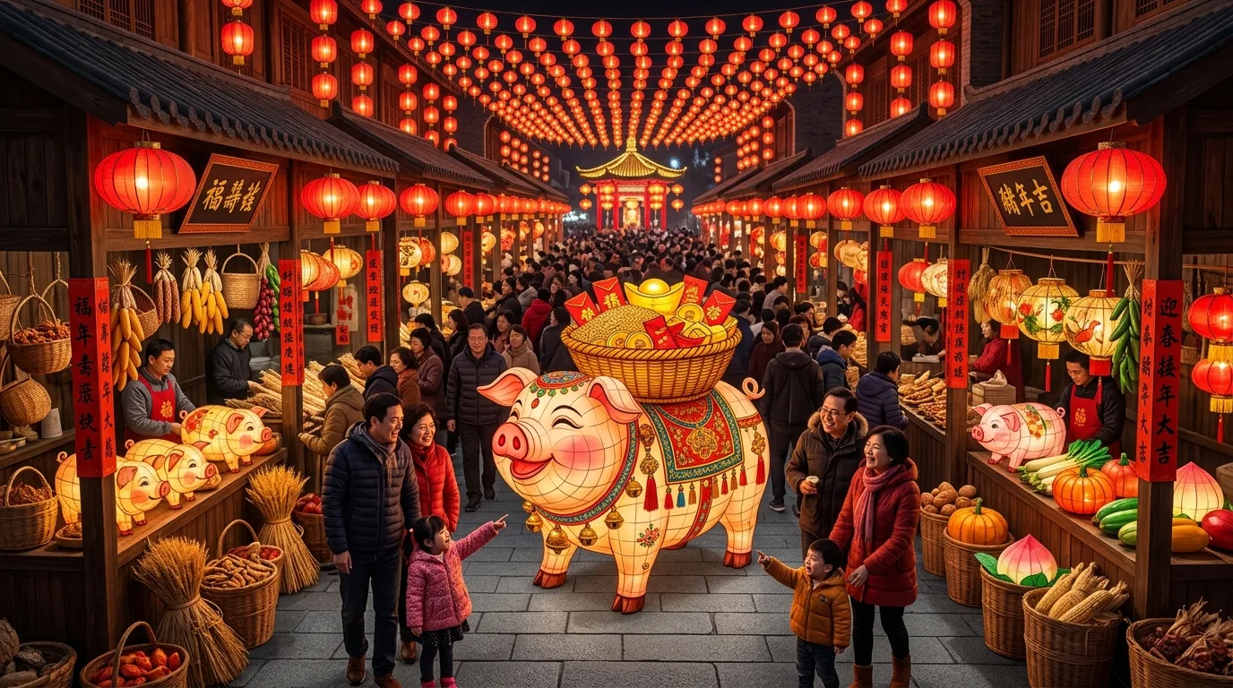 亥年ランタンゾーン・伝統スタイル：豊年市場と五穀ランタン回廊