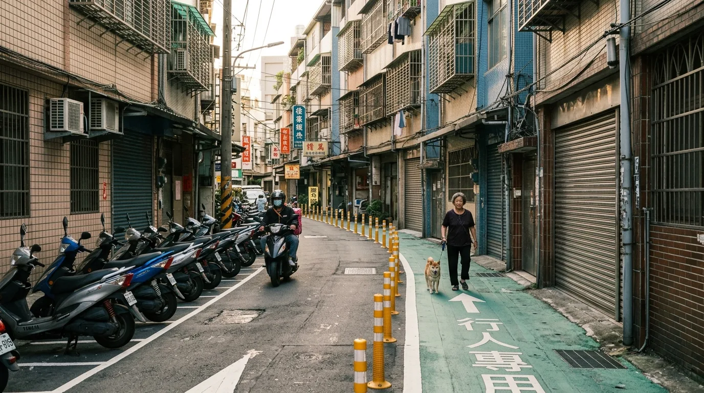 标线型人行道：巷弄退缩的低成本步行空间