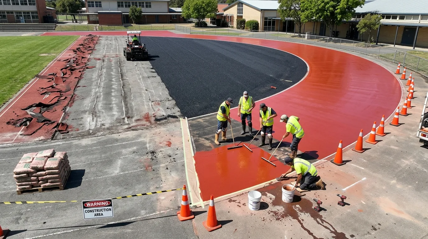 Runway Rehabilitation: Old Surface Milling & New PU Laying
