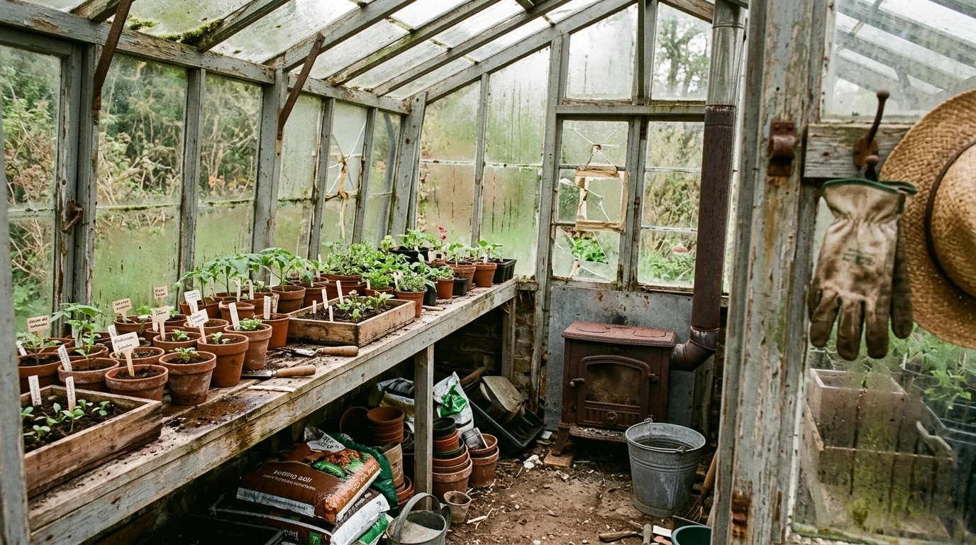 Greenhouse and potting bench