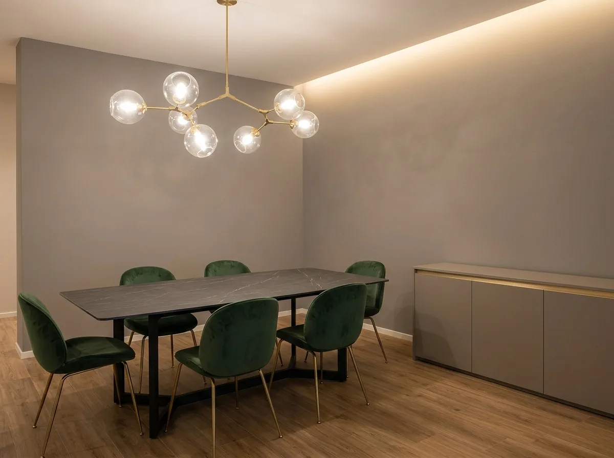 Modern Light Luxury - Dining Room: One Lamp Anchors the Entire Area