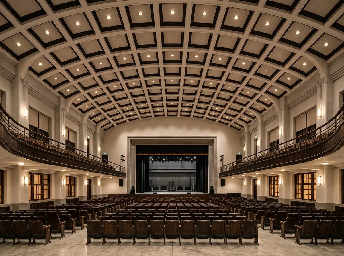 Guild Hall's Grand Auditorium: Lattice Ceiling and Arched Tier