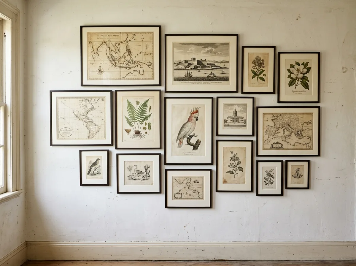 地図、植物標本、版画：壁にあるもの