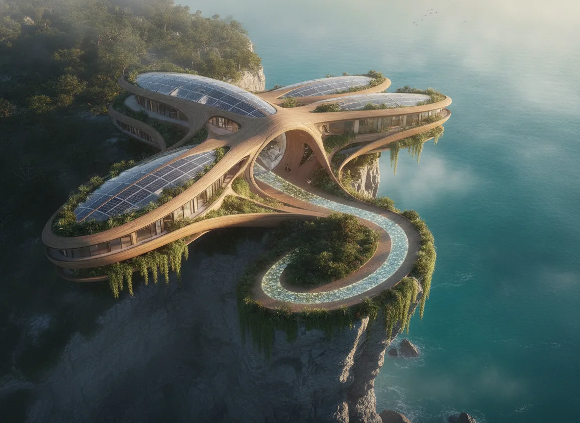 Futuristic Eco-Dwelling on a Cliff