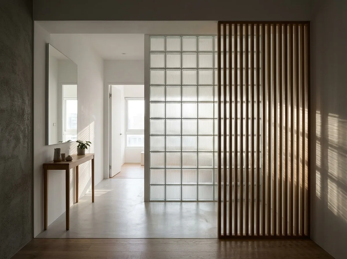Old House Natural Light Reconstruction: Partition Walls Replaced with Glass Blocks and Grilles