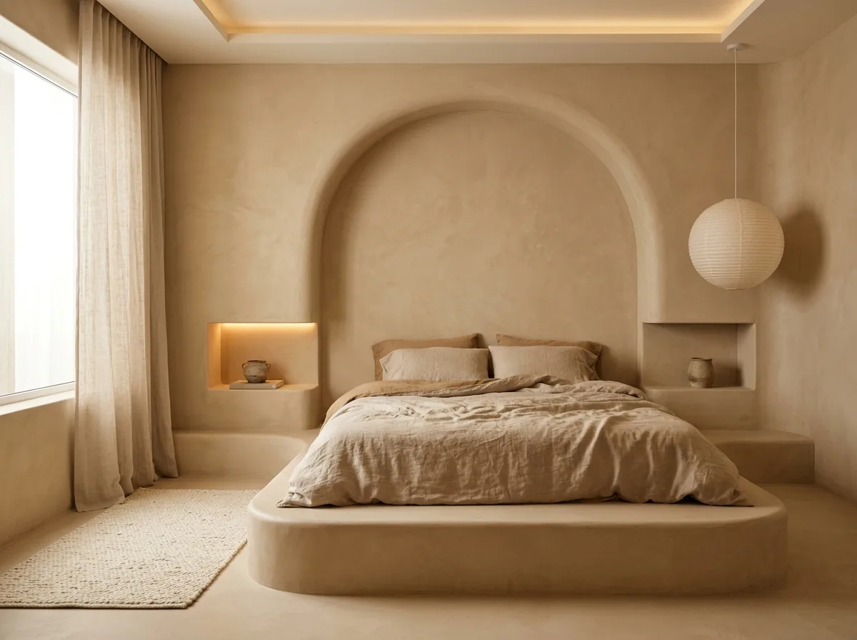 Organic Modern・Master Bedroom: Low Bed and Earth Tones