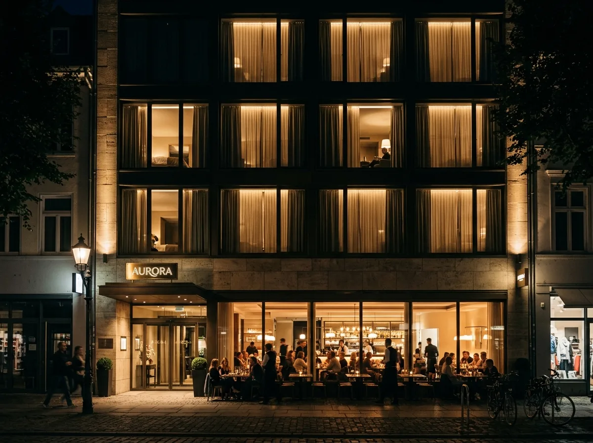 Night Facade: The Few Windows Visible from Outside