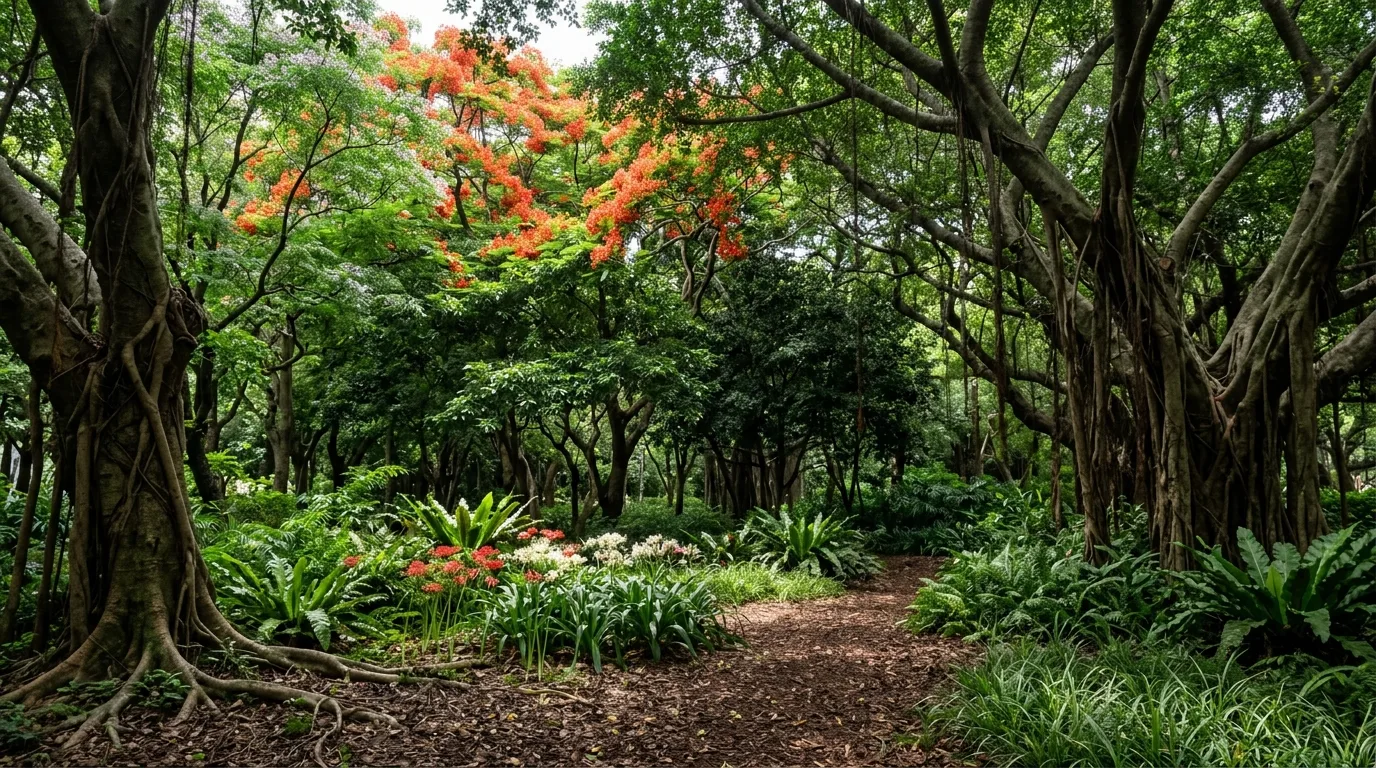 Subtropical Tree Species Selection: Banyan, Flamboyant, and Chinaberry in Layers