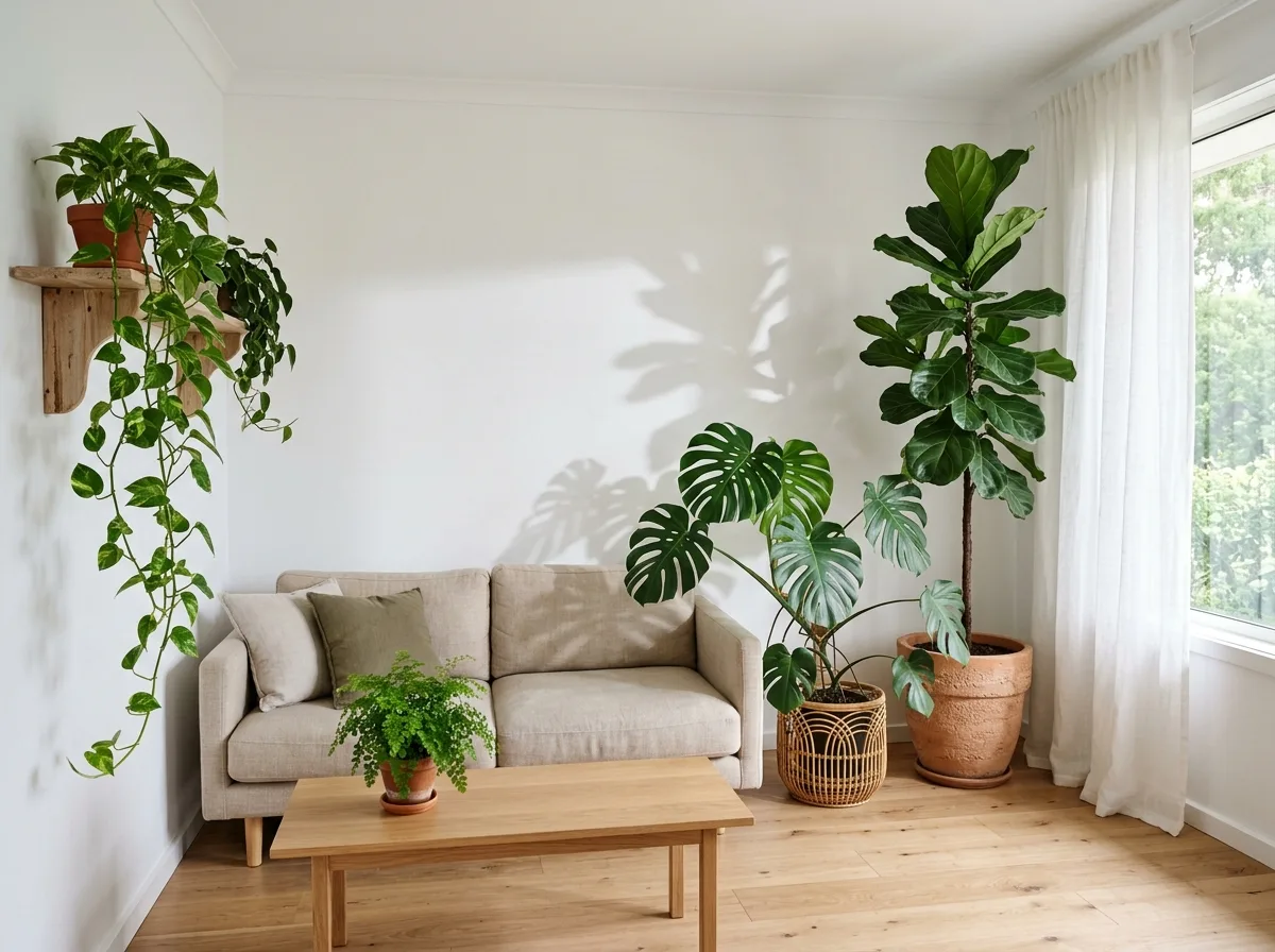 Plant-Infused Taiwan Living Room: Large Leaf Plants as the Star