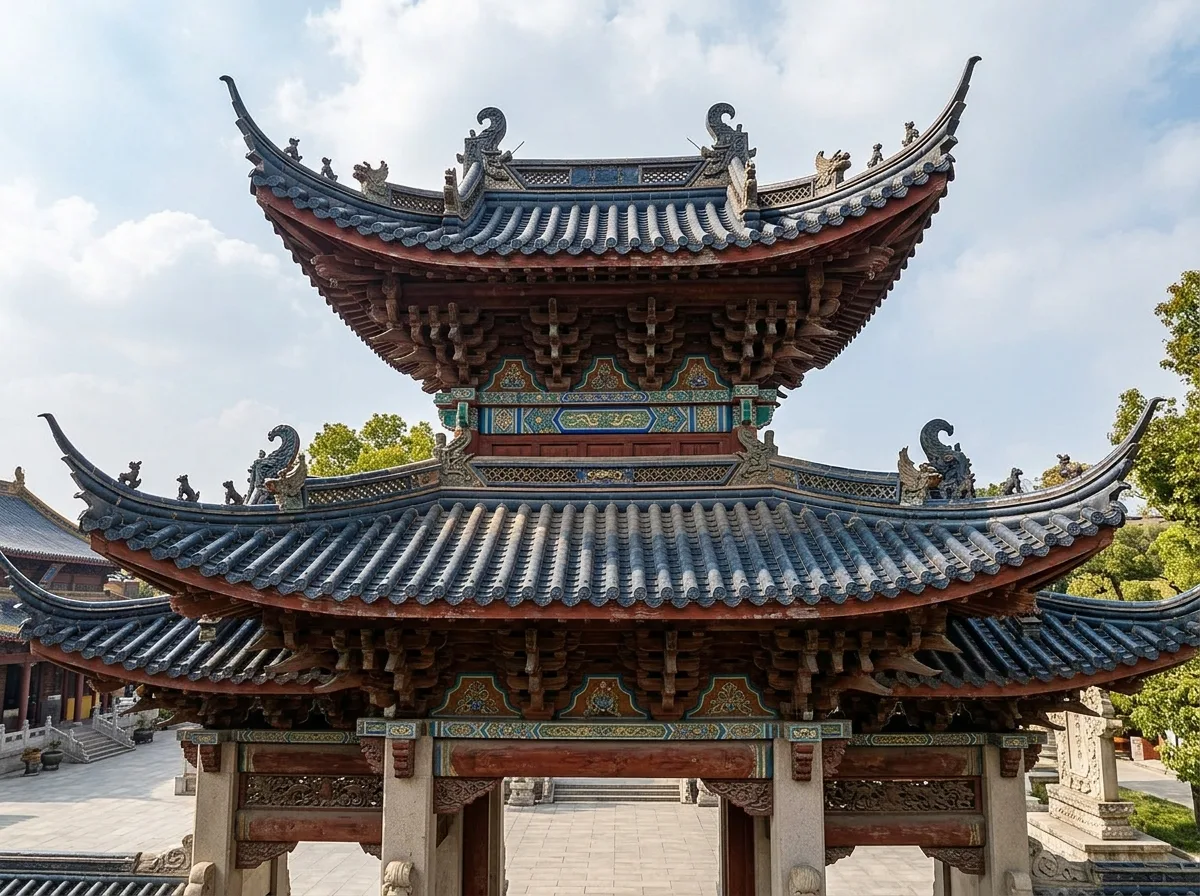 重檐：一座楼两层屋顶
