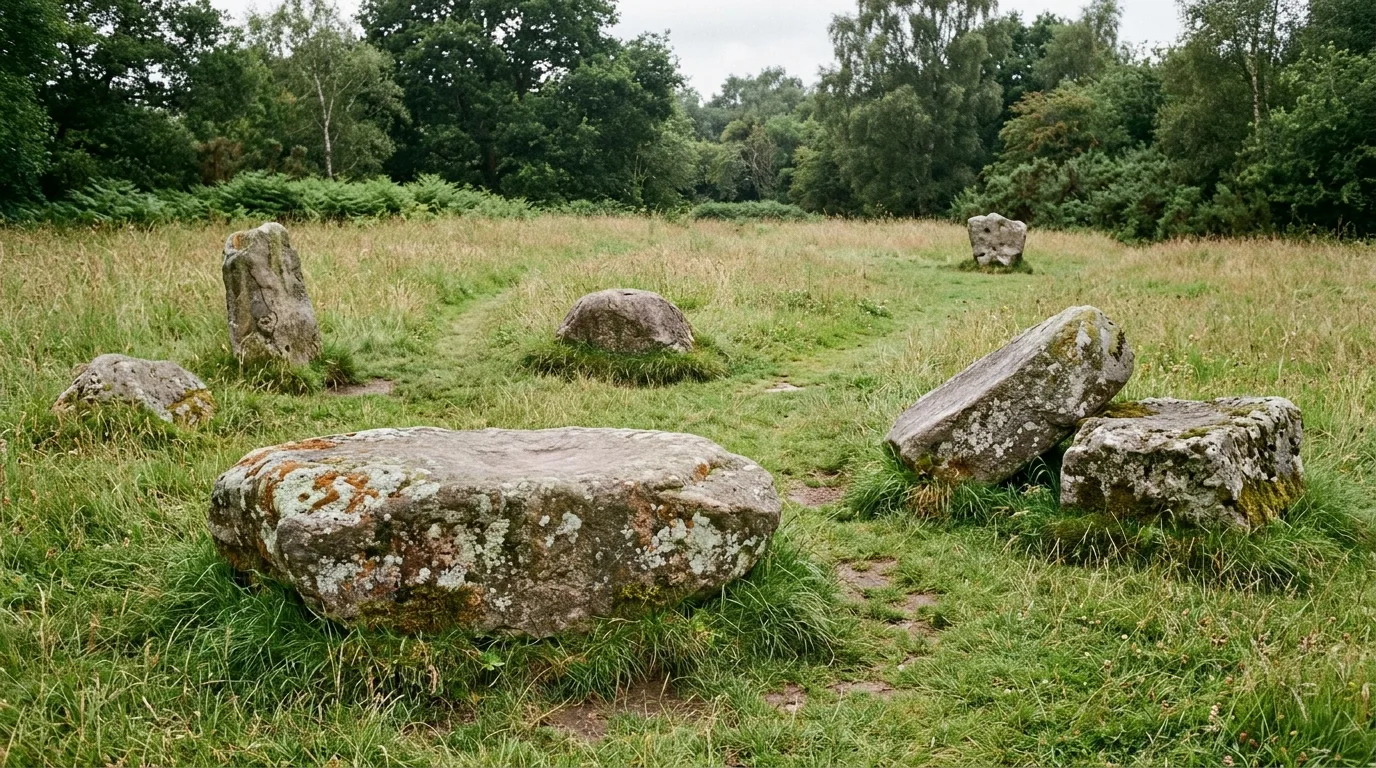 Scattered Seating Cluster: A Group of Stones on the Grass, Unlined