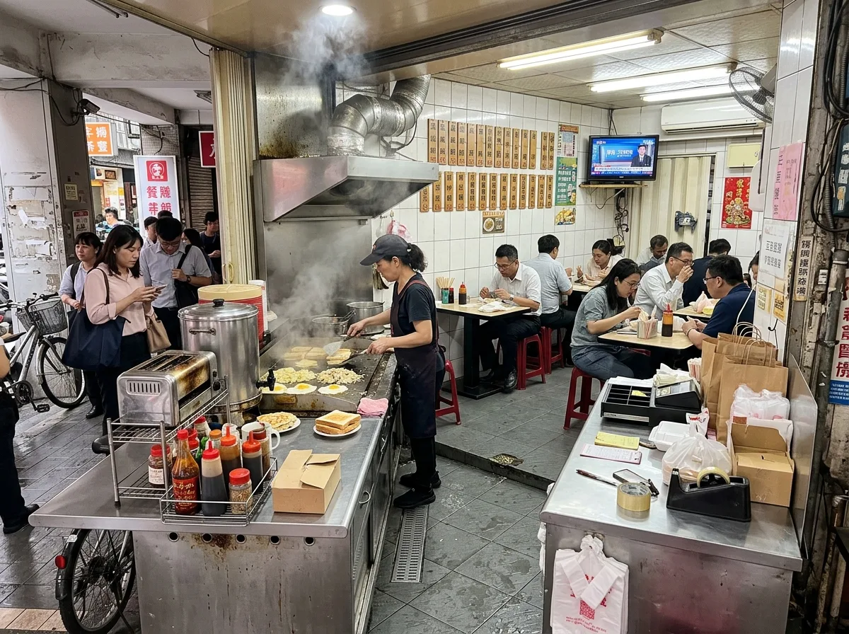 早餐店：铁板台面与骑楼外带窗