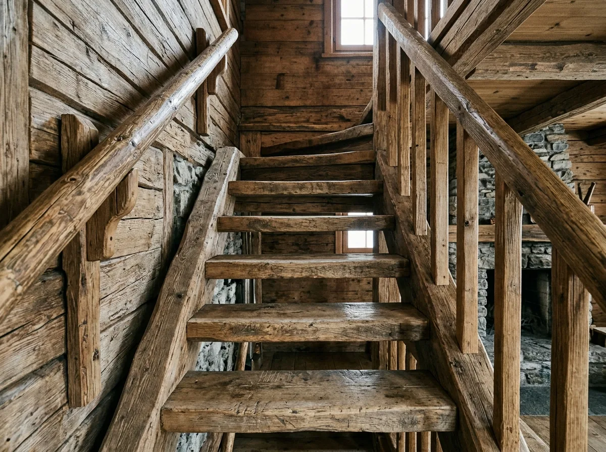 Wooden Stairs: Thick Treads and Turns