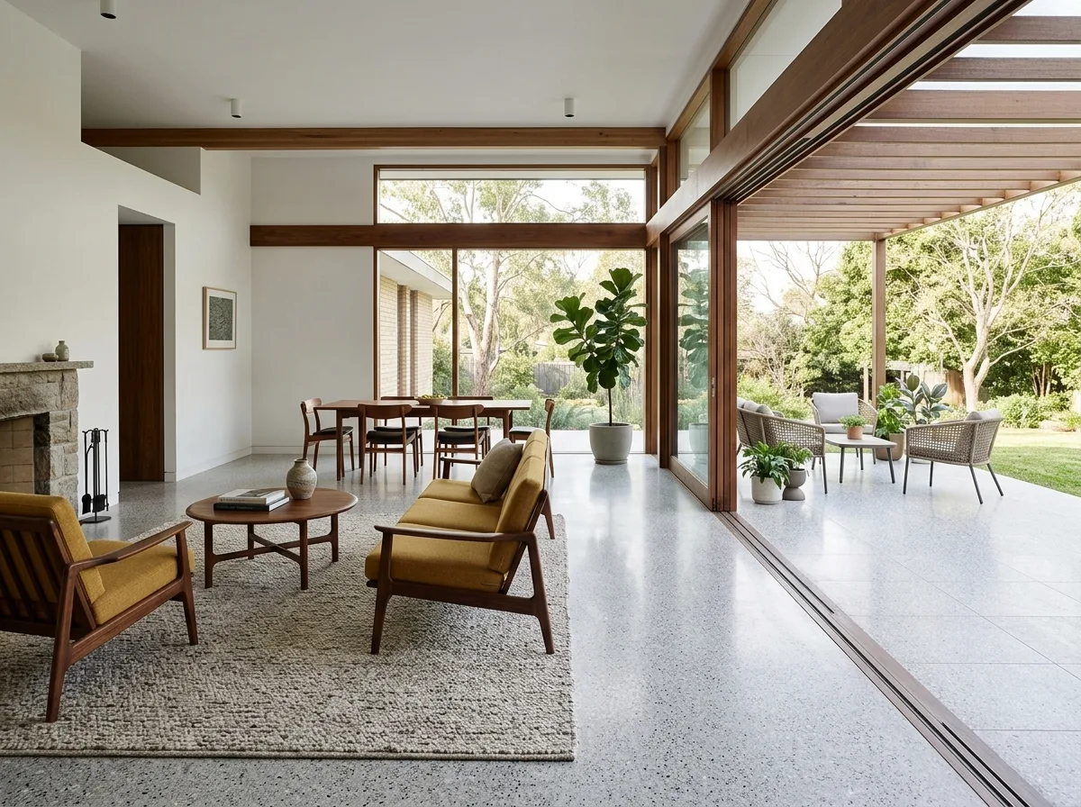 Flooring: terrazzo or large format tiles