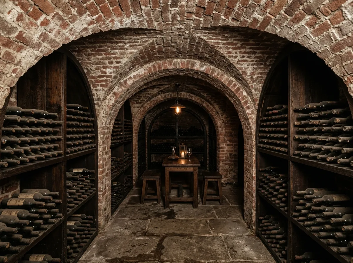 Wine Cellar: Temperature Control, Brick Arches & Display Lighting