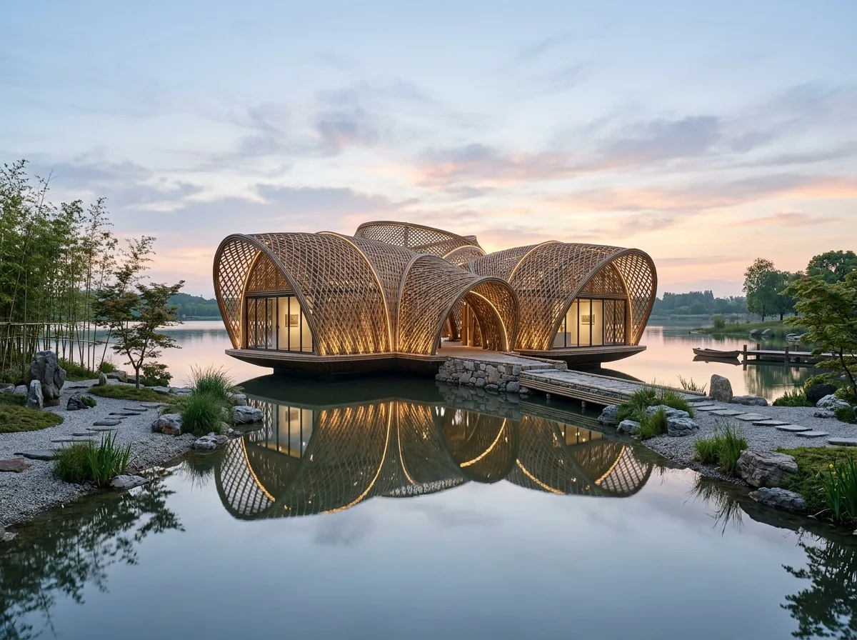 Woven Bamboo Gallery Floating on Water