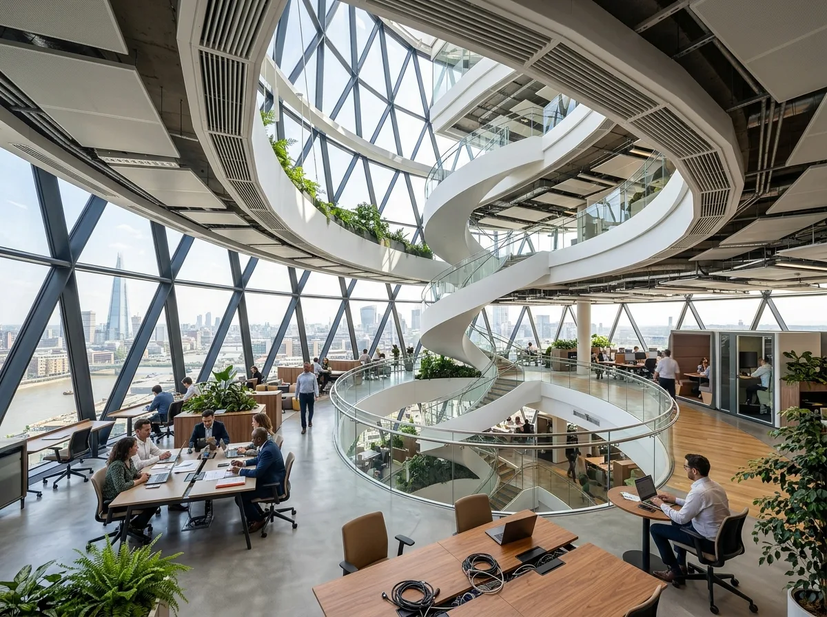 Spiral Atrium Office: Naturally Ventilated High-Rise Interiors