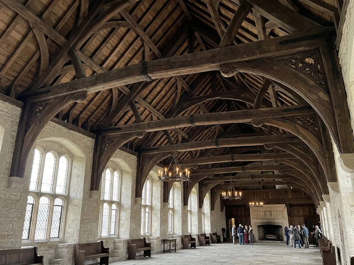 Exposed Timber Roof Trusses: The underside of the roof is the structure