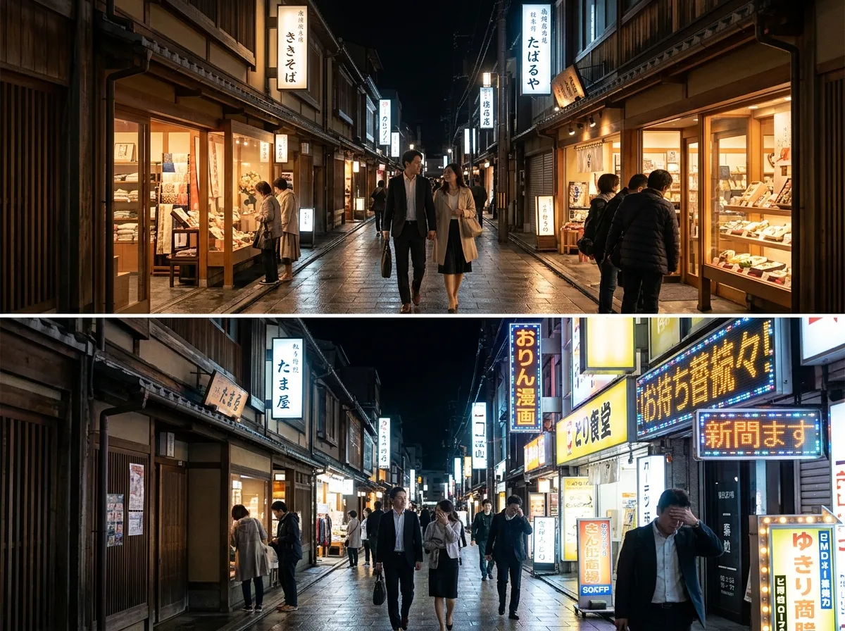 夜间亮度：招牌不应比店内亮