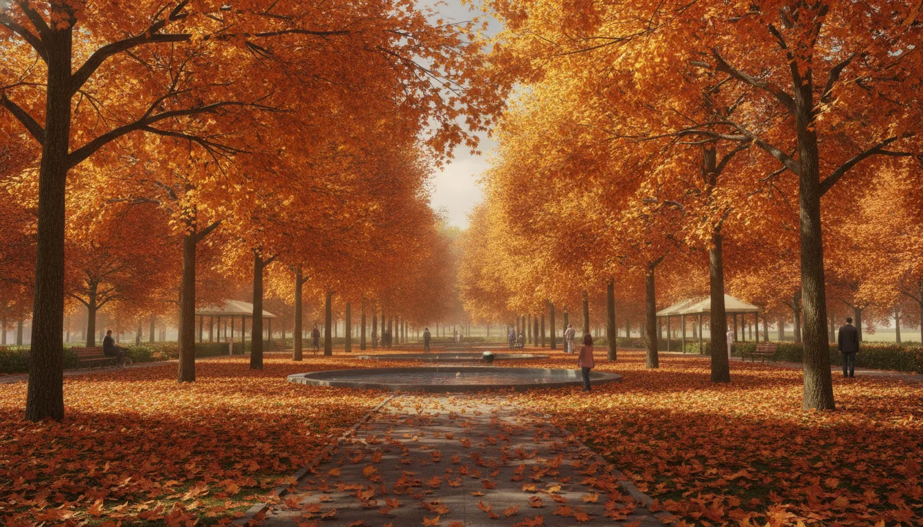 景観レンダリングの季節感の移行：秋の紅葉