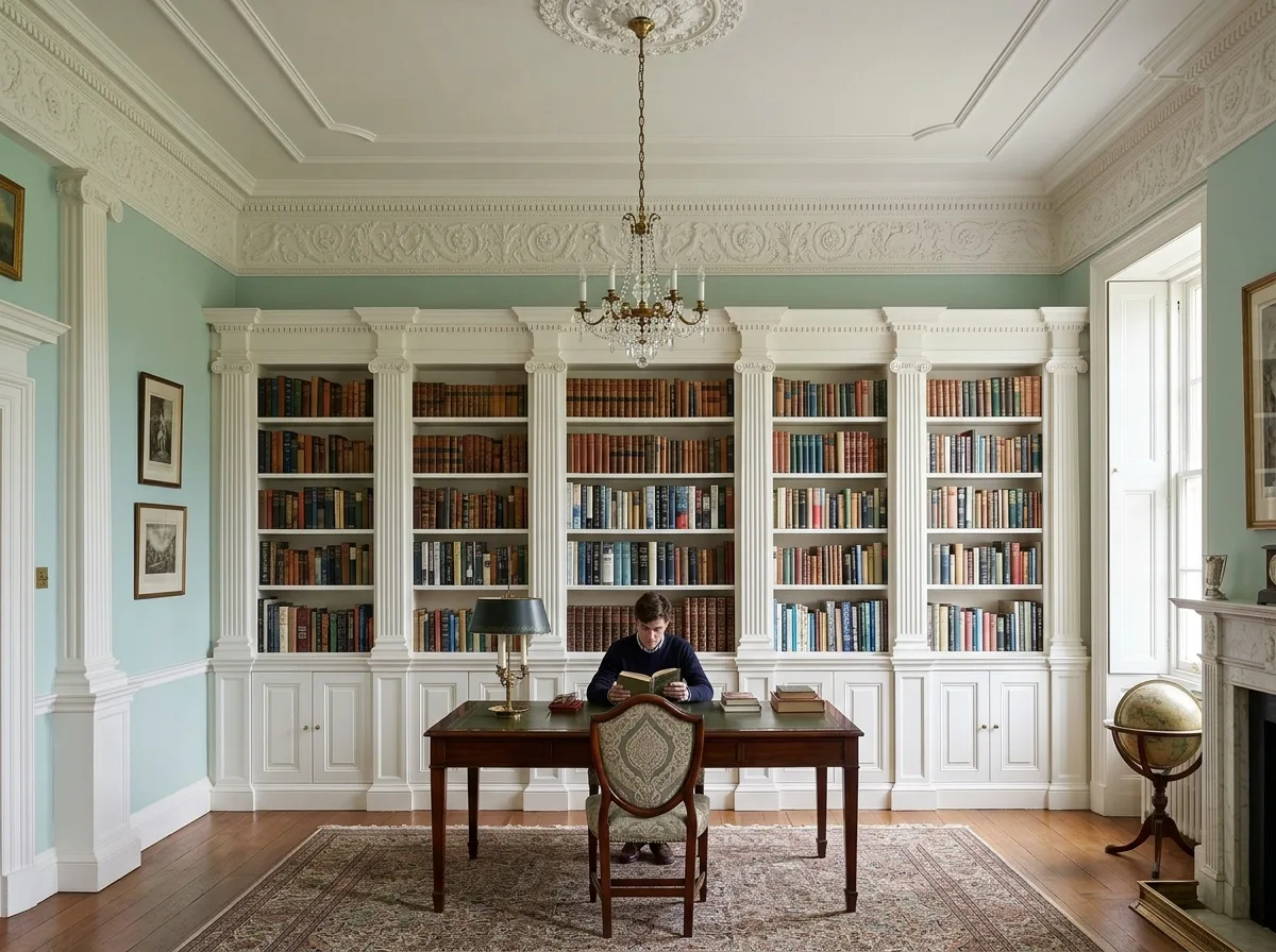 Neoclassical Library: Bookshelves as Columns