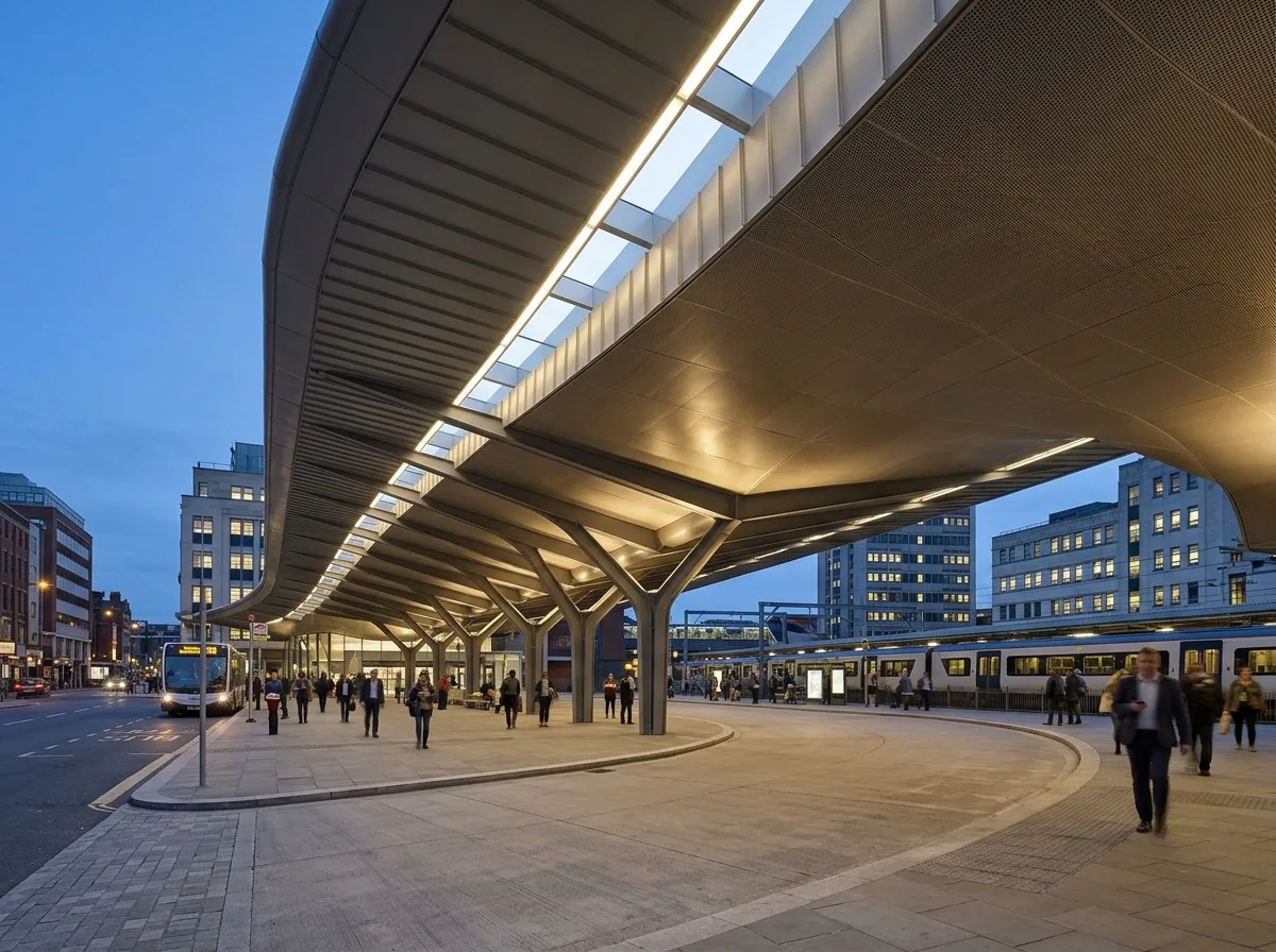 Transit Hub Plaza Canopy: A Large Span Connecting Streets and Platforms