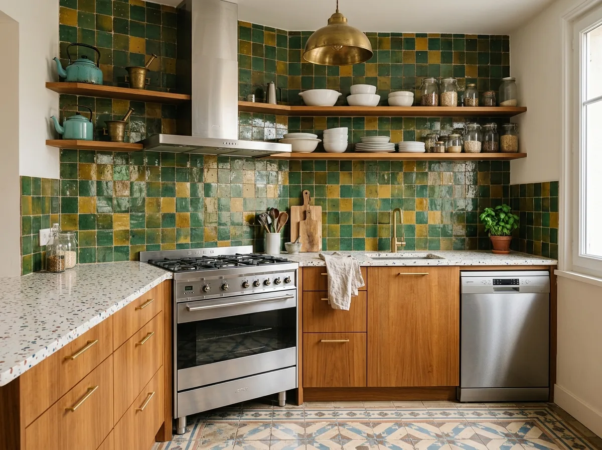Vintage Mix Kitchen: Retro Tiles and Modern Appliances
